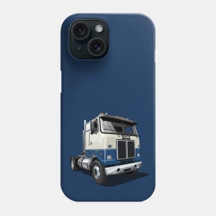 1980 White Road Commander 2 Cabover Truck in blue and white Phone Case