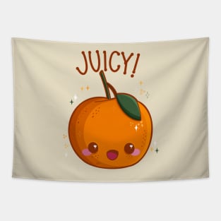 “Juicy!” Cute Happy Orange Tangerine Fruit Tapestry