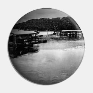 Black and white river and boat picture Pin