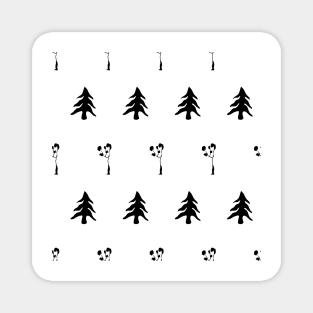 silhouettes, trees, plant, ecology, nature, ornament, seamless,  repeat, forest, winter Magnet