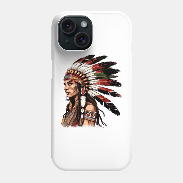 Native American Girl Phone Case by Chromatic Fusion Studio