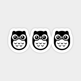 Black Cute baby Owl row Magnet