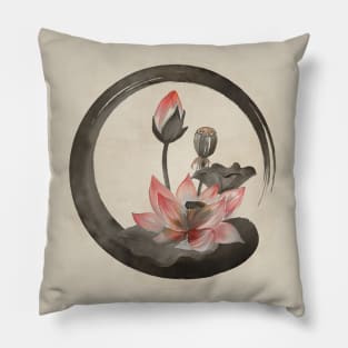 Enso Zen Circle and Lotus Pillow