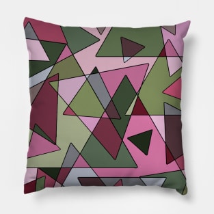 Rose and Khaki Geometric Overlapping Triangles Pillow