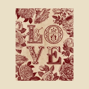 Love Rose Art on Old Paper T-Shirt