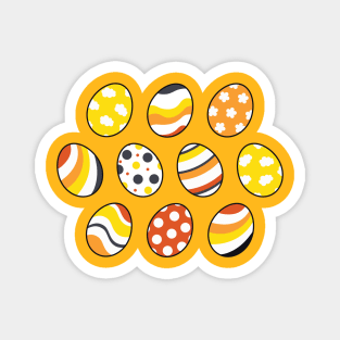 Egg Pattern | Yellow Orange Gray | Stripes Clouds Flowers Dots | Light Yellow Magnet