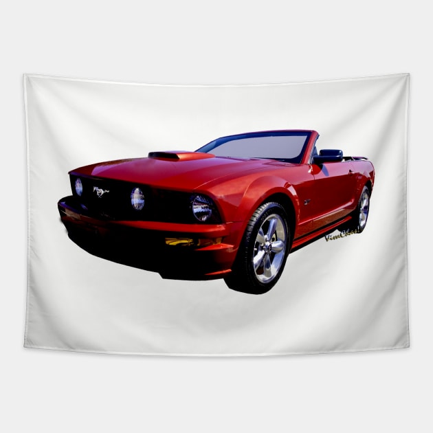 Red Mustang Convertible Tapestry by vivachas