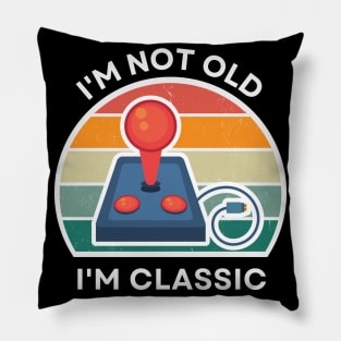 I'm not old, I'm Classic | Joystick | Retro Hardware | Vintage Sunset | '80s '90s Video Gaming Pillow