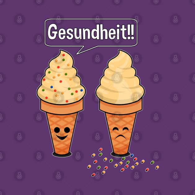 Sprinkle Sneezing Ice Cream Cone Says Gesundheit Funny by SassySoClassy