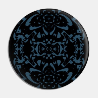 Blue Vintage Goth Abstract Floral Pin