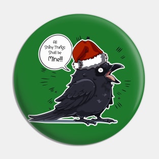 Santa crow Pin