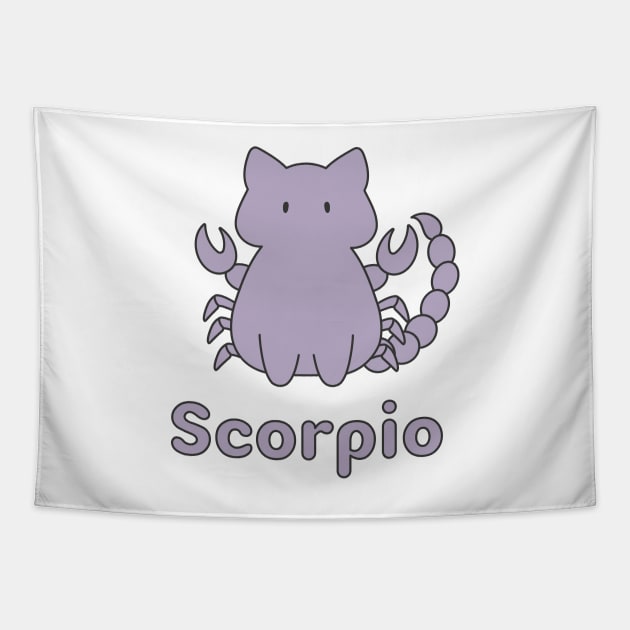 Scorpio Cat Zodiac Sign with Text Tapestry by artdorable