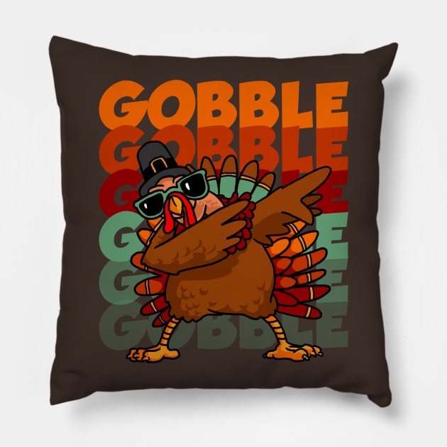 Dabbing Turkey Shirt Thanksgiving Gobble Gobble Y'all Tshirt Pillow by vo_maria