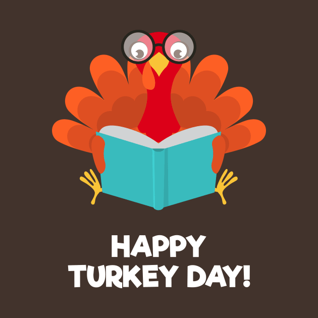 Happy Turkey Day With Turkey Reading a Book by Dendisme_Art