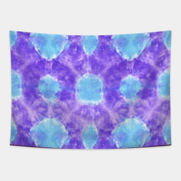 Blue and Purple Technicolor Tie-Dye Tapestry by Carolina Díaz