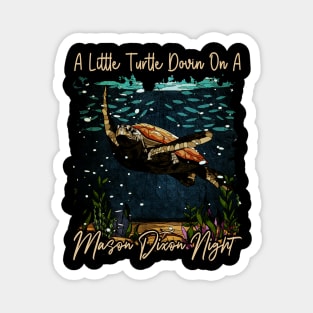 A Little Turtle Dovin on a Mason Dixon Night Turtle Swimming Magnet