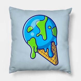 Ice Cream Earth Drip Melted Cartoon Pillow