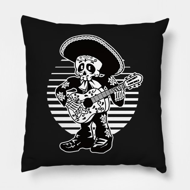 Skull Mariachi Pillow by Art-Man