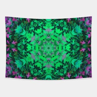 Digital Mandala Green and Purple Tapestry