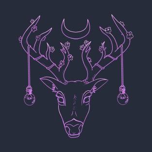 Cherry Blossom Deer in Purple T-Shirt