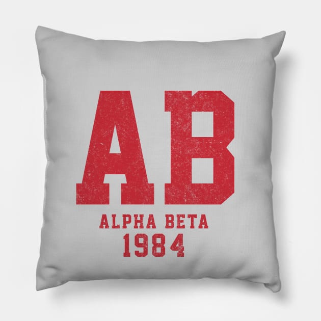 AB Alpha Beta 1984 - vintage fraternity Revenge of the Nerds Pillow by BodinStreet