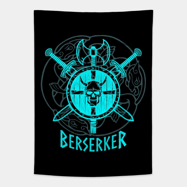 Berserker Wiking Aqua Tapestry by LittleBean