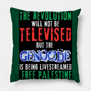 The Revolution Will Not Be Televised But The Genocide Is Being Livestreamed - White and Blue - Flag Colors - Double-sided Pillow