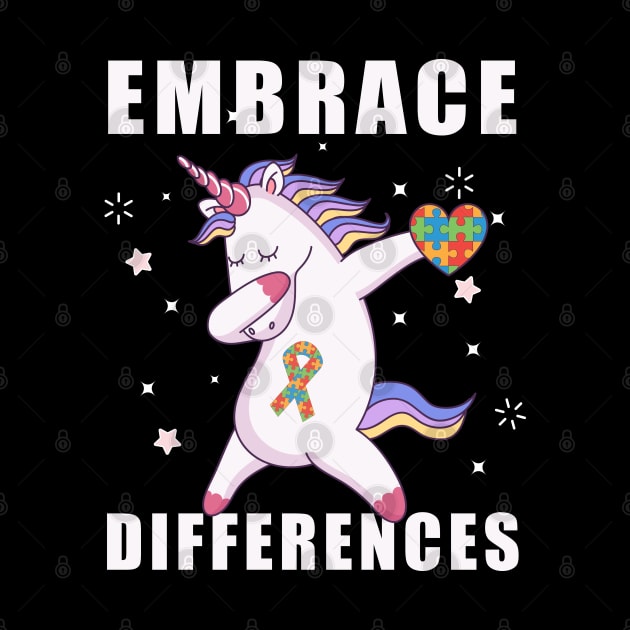 Embrace Differences Dabbing Unicorn Autism Awareness by kevenwal