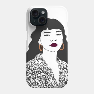 Woman with Floral Shirt Phone Case