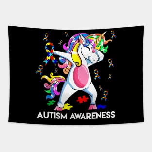 Dabbing Unicorn Autism Awareness Gift Kids Girls Dab Dance Tapestry