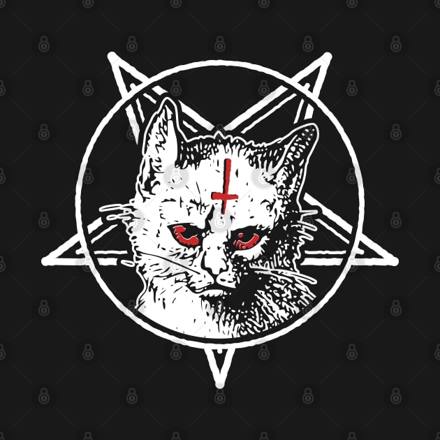 Dark Goth Satanic Cat by Huhnerdieb Apparel