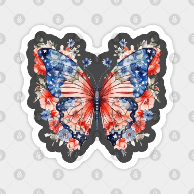 Red, White and Blue Butterfly Magnet by Kingdom Arts and Designs