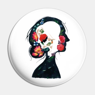 floral female silhouette Pin