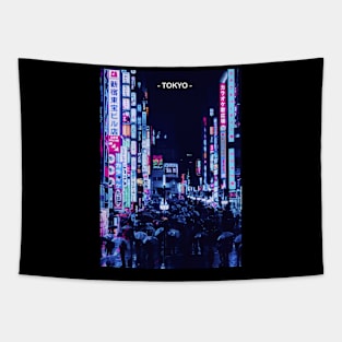 Tokyo Street Neon Synthwave Tapestry