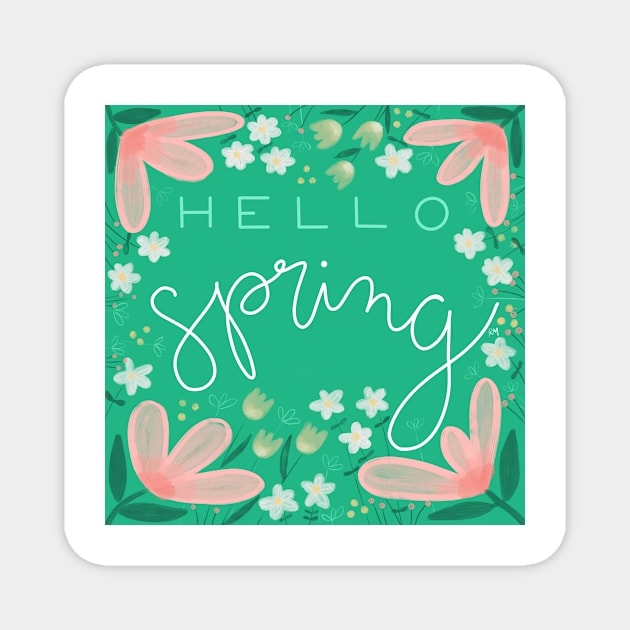 Green Hello Spring Magnet by RuthMCreative