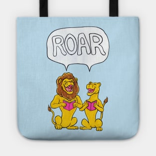 Vintage Style Happy Roaring Lions- Caroling Big Cats Tote