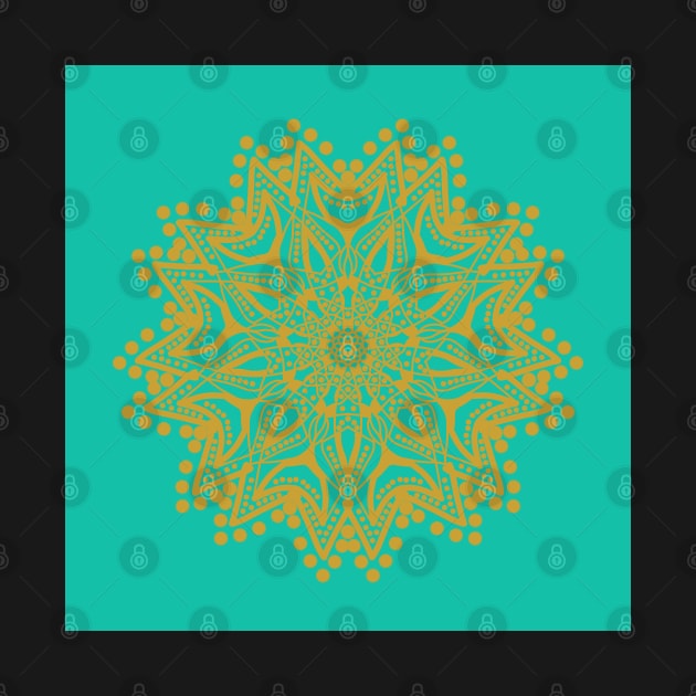 Golden & Teal Mandala Design by TANSHAMAYA