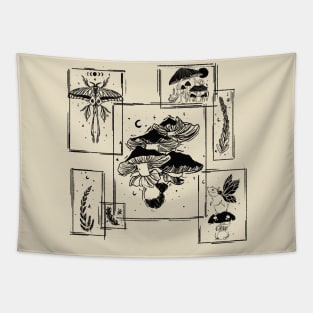 Night creatures, mushrooms and insects Tapestry