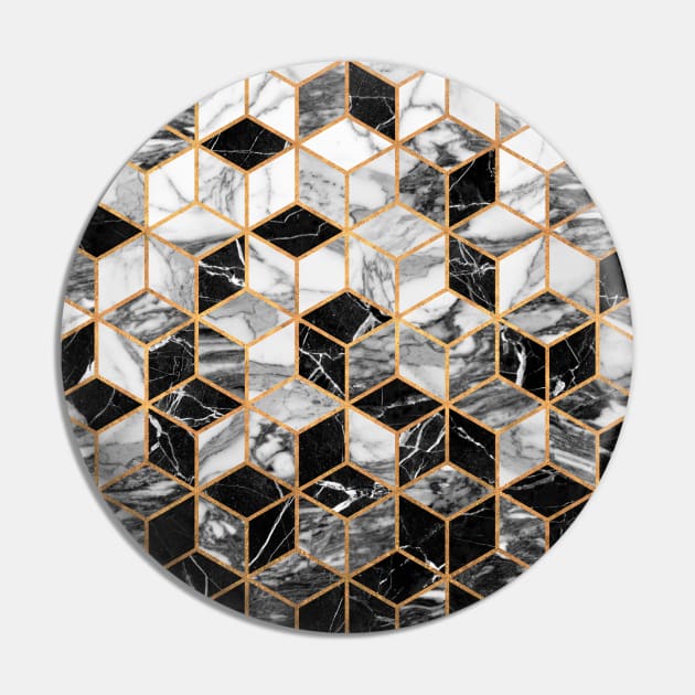 Marble Cubes - Black and White Pin by ZoltanRatko