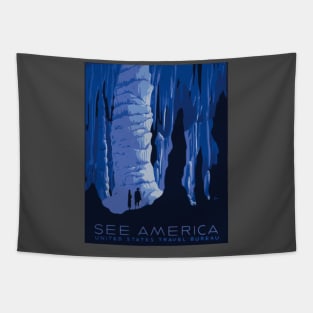 See America Vintage Poster (Caverns) Tapestry