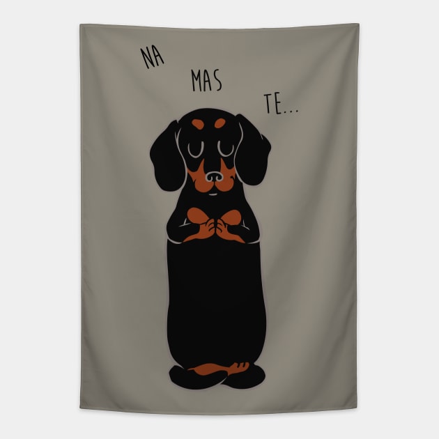 NAMASTE Dachshund Tapestry by huebucket