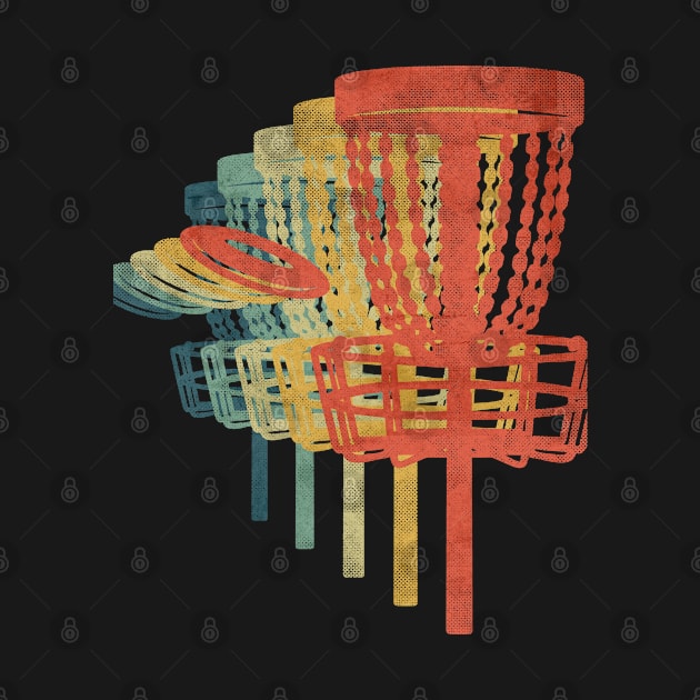 Disc Golf Frisbee Basket Play Retro Vintage Color by bridgewalker