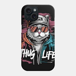 Thug Life Cat Design in Bold Colors Phone Case