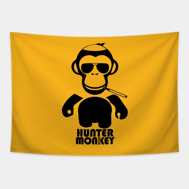 Hunter Monkey Black Logo Tapestry by eddiegrant