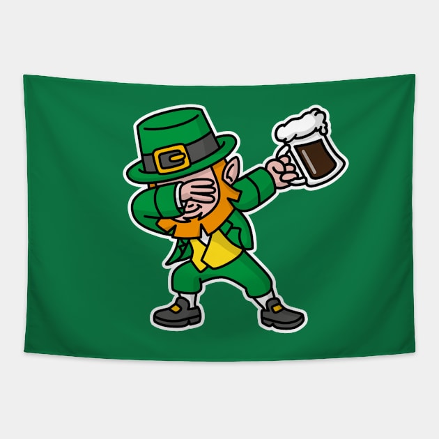 Dab dabbing leprechaun St. Patrick's day pint dark Irish beer Tapestry by LaundryFactory