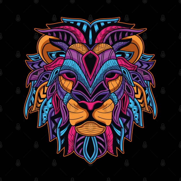 Neon Lion Head by cartoonbug