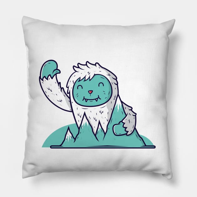 Cute and friendly yeti Pillow by UniqueDesignsCo