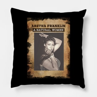 Vintage Old Paper 80 Style Aretha Franklin /// A Natural Women Pillow