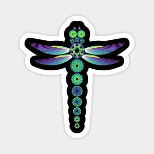 Mandala Dragonfly | Citrine Emerald Sapphire Yellow Green Blue (Black) Magnet