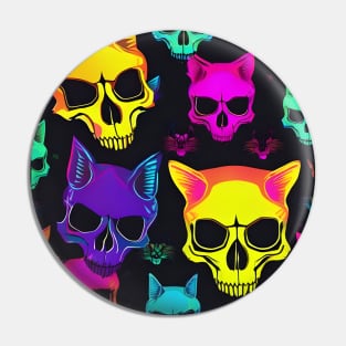 Neon cat skull pattern Pin